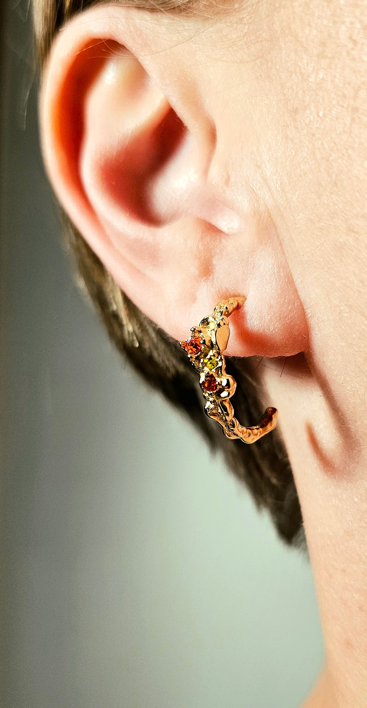 Midnight Mimosa gold hoops